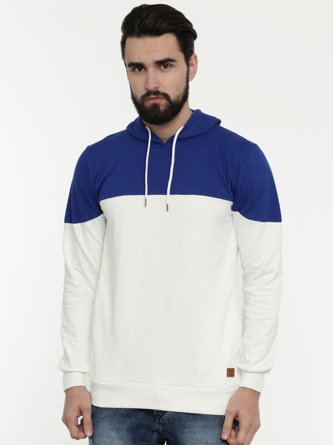 Half blue half white sweatshirt Clearance