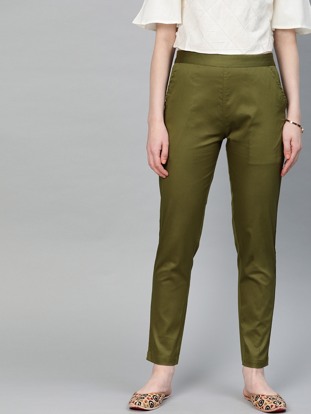 olive green trousers for ladies