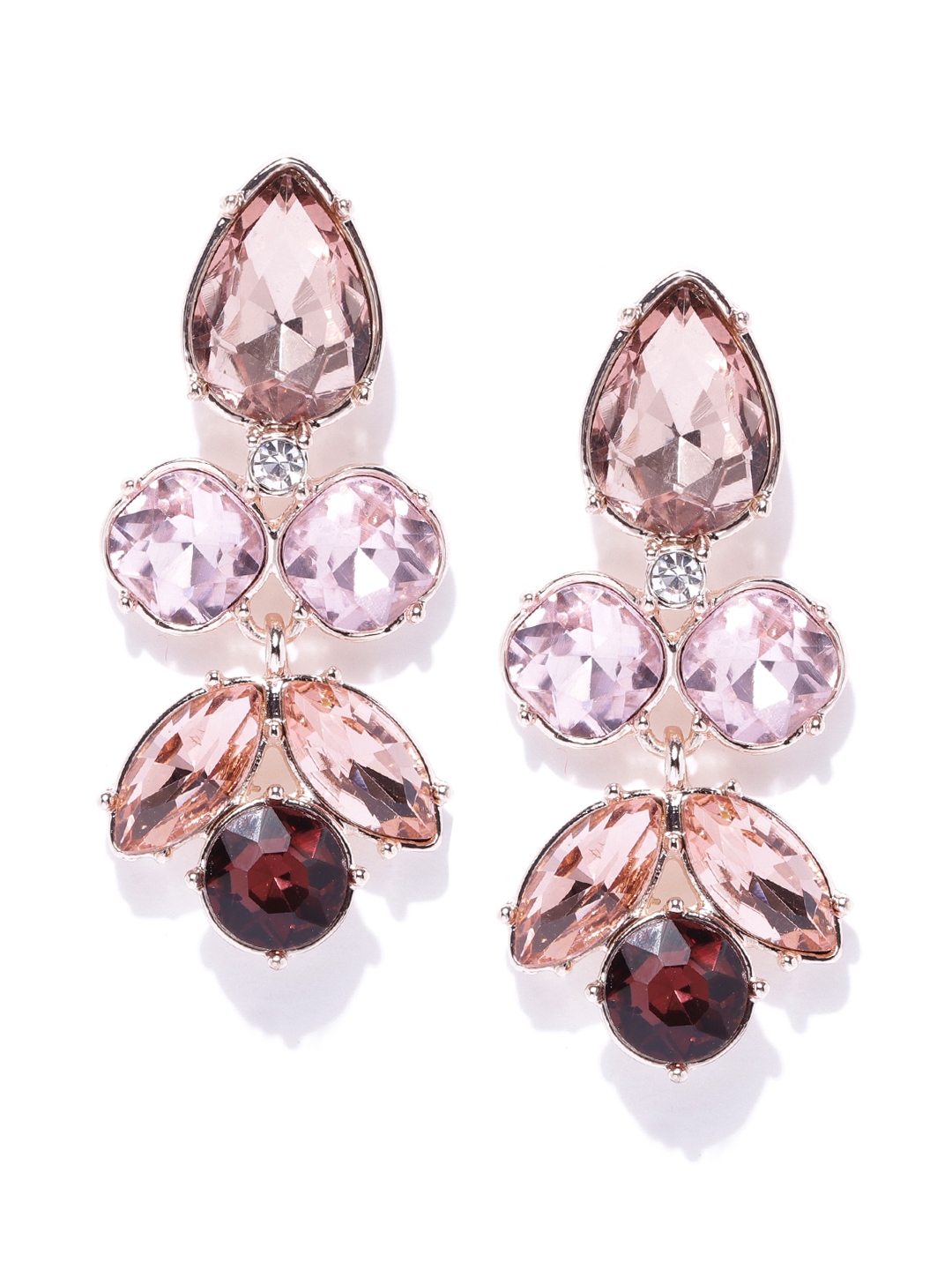 Buy Forever New Rose Gold Toned Stone Studded Floral Drop Earrings - Earrings for Women 11065666
