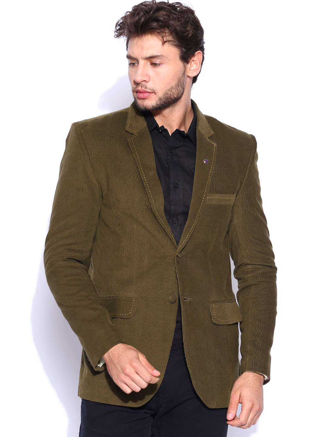 Buy Blazer Quarter Brown Corduroy Single Breasted Slim Blazer - Blazers for Men 1106660 | Myntra