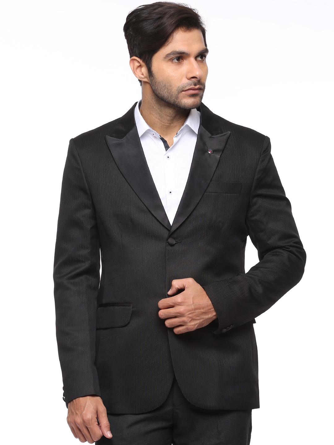 Buy Blazer Quarter Black Slim Fit Striped Formal Blazer - Blazers for ...