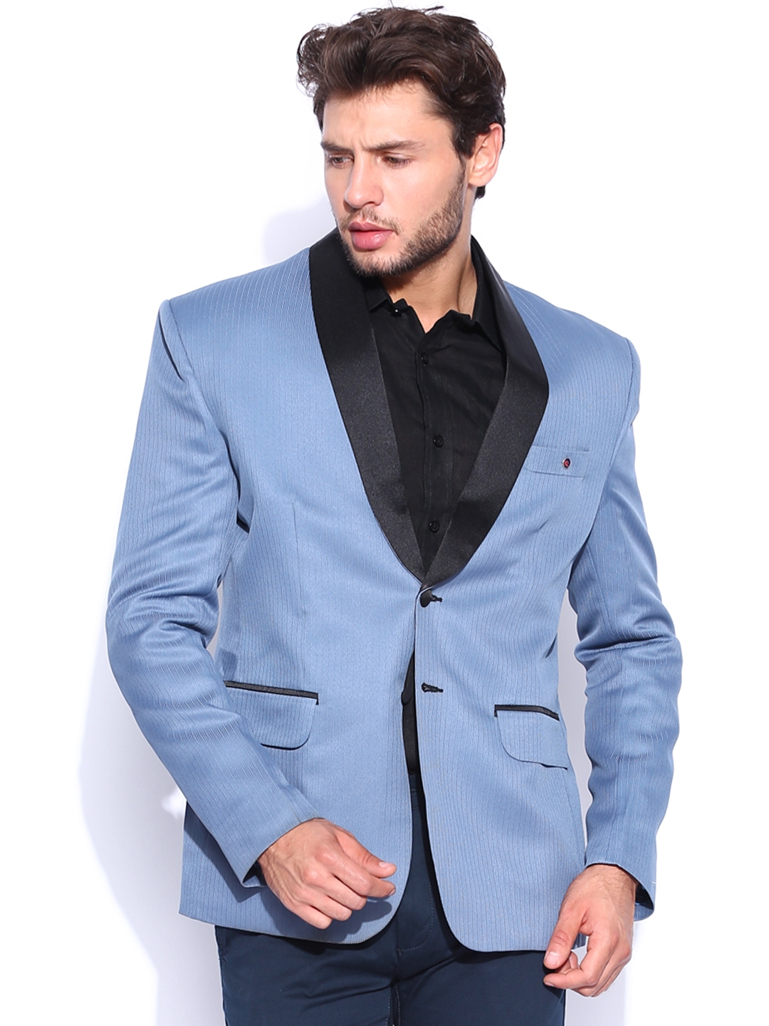 Buy Blazer Quarter Blue Striped Blazer - Blazers for Men 1106714 | Myntra