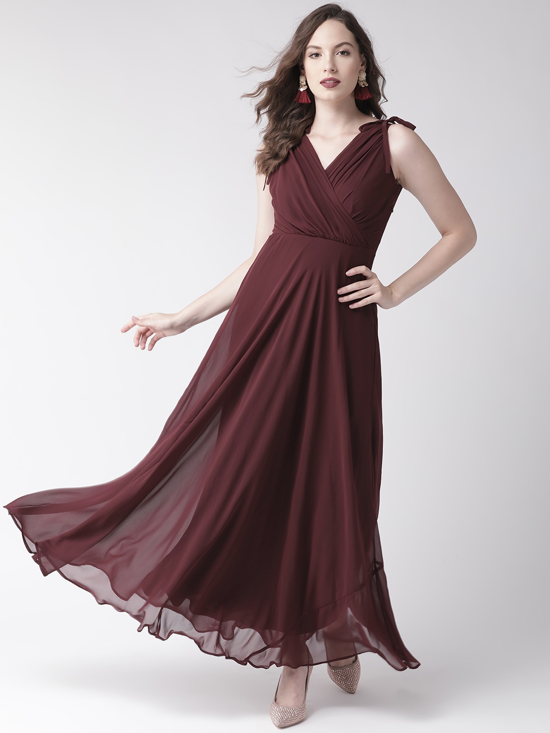 Buy 20Dresses Burgundy V Neck Maxi Dress - Dresses for Women 11077626 ...