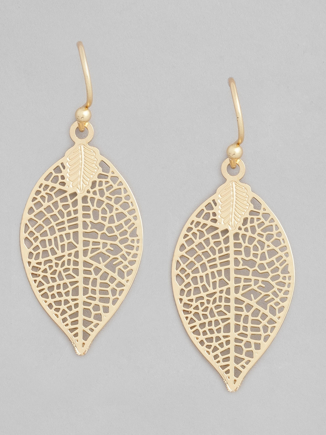Buy Accessorize Gold Toned Leaf Shaped Filigree Drop Earrings
