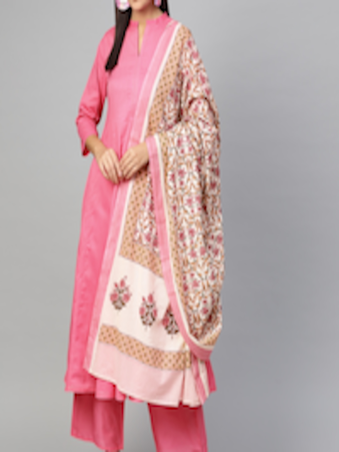 Buy Bhama Couture Women Pink & Off White Solid Kurta With Palazzos ...