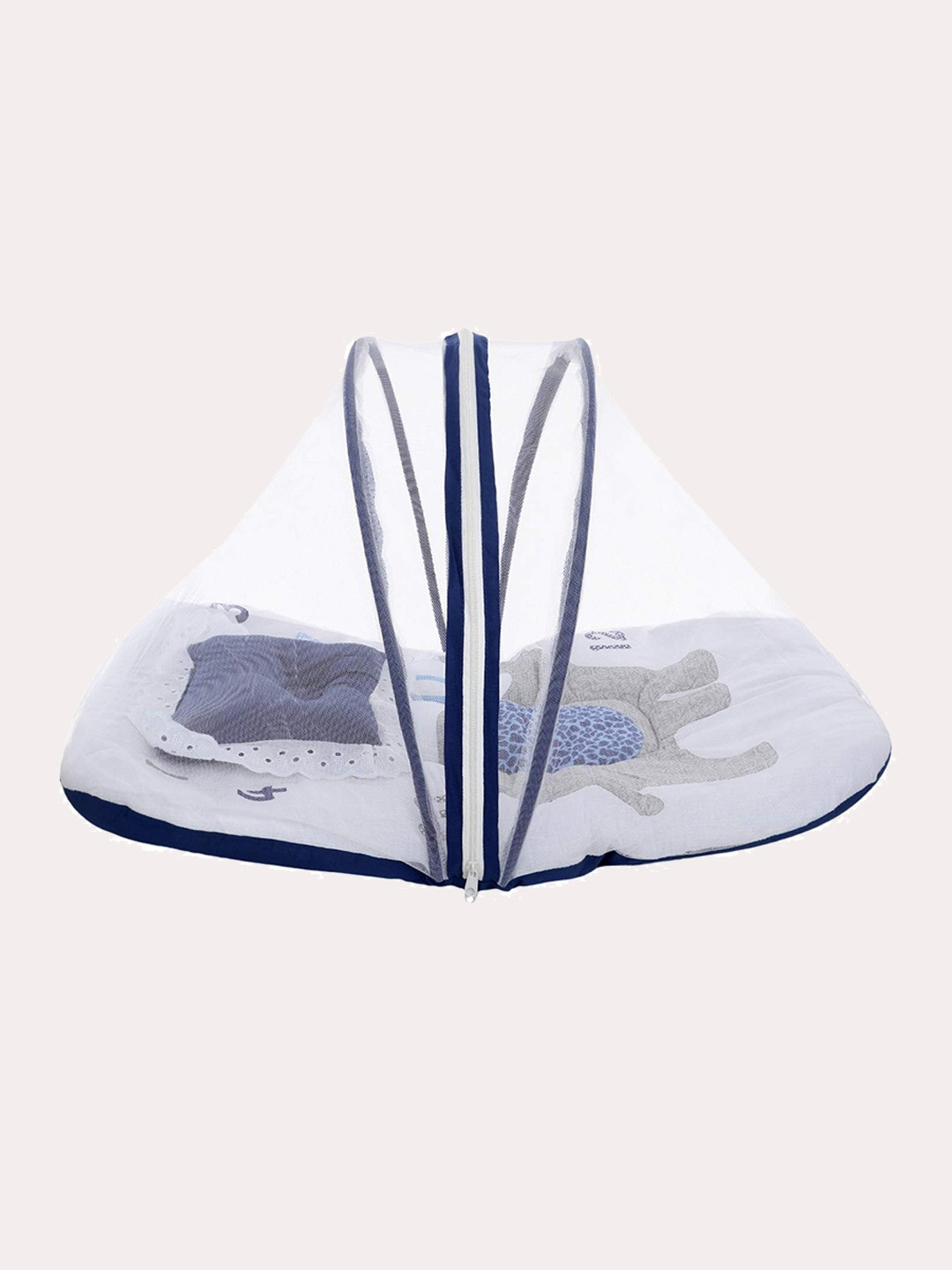 Buy Superminis Kids Blue & White Printed Cotton Bedding Set With