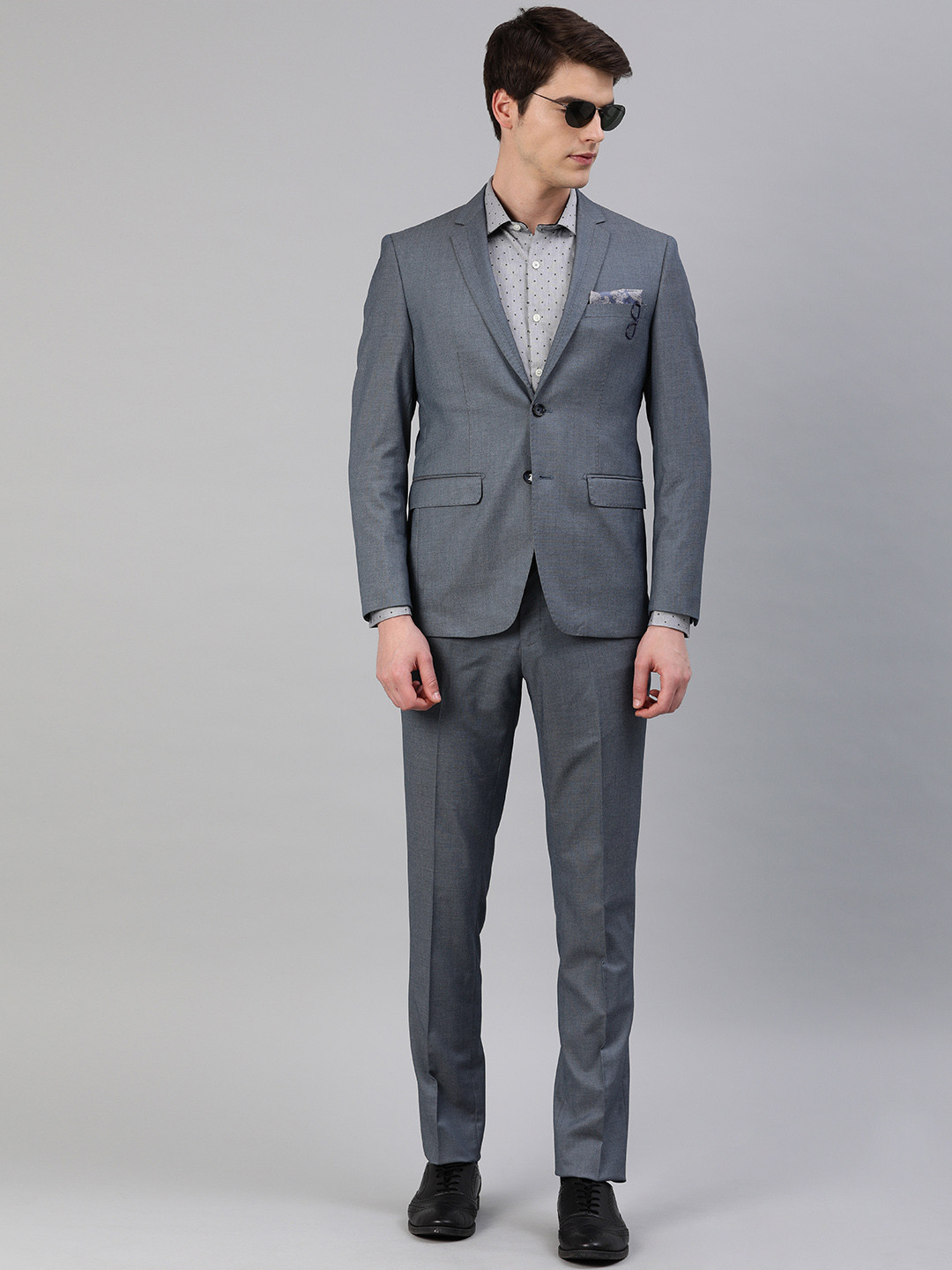 Buy Peter England Grey Neo Slim Fit Single Breasted Party Suit Suits