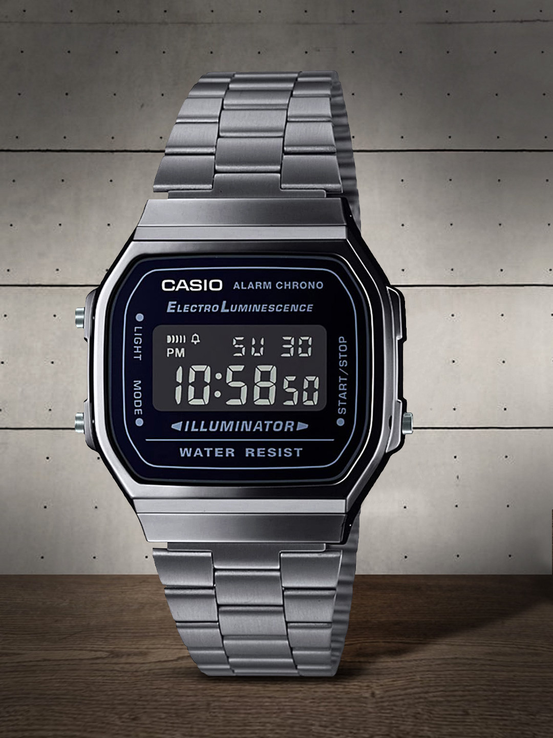 Buy CASIO Vintage A168WGG 1BDF Black Digital Dial Black Stainless Steel ...