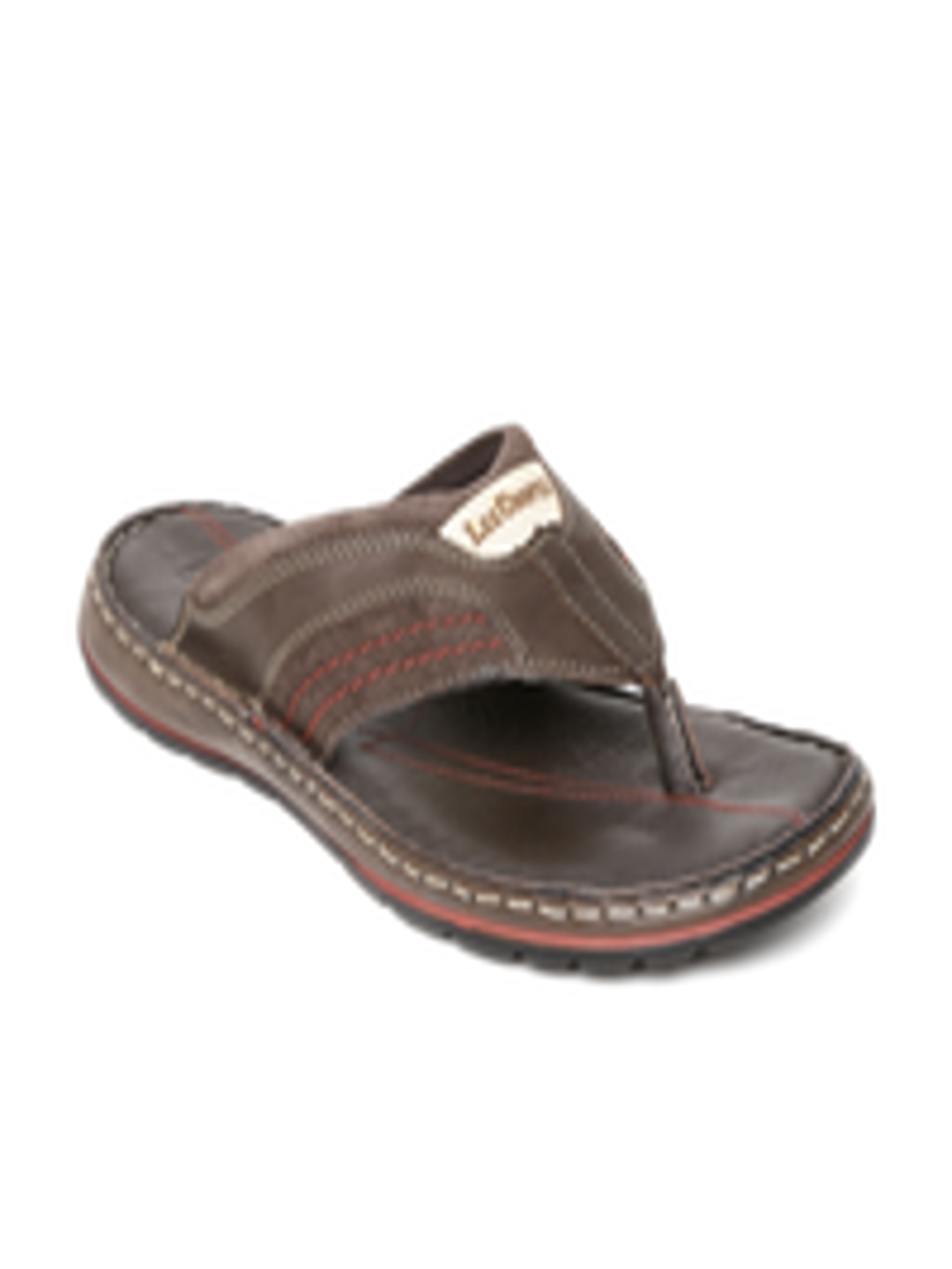 Buy Lee Cooper Men Dark Brown Leather Sandals - Sandals for Men 1109743 ...