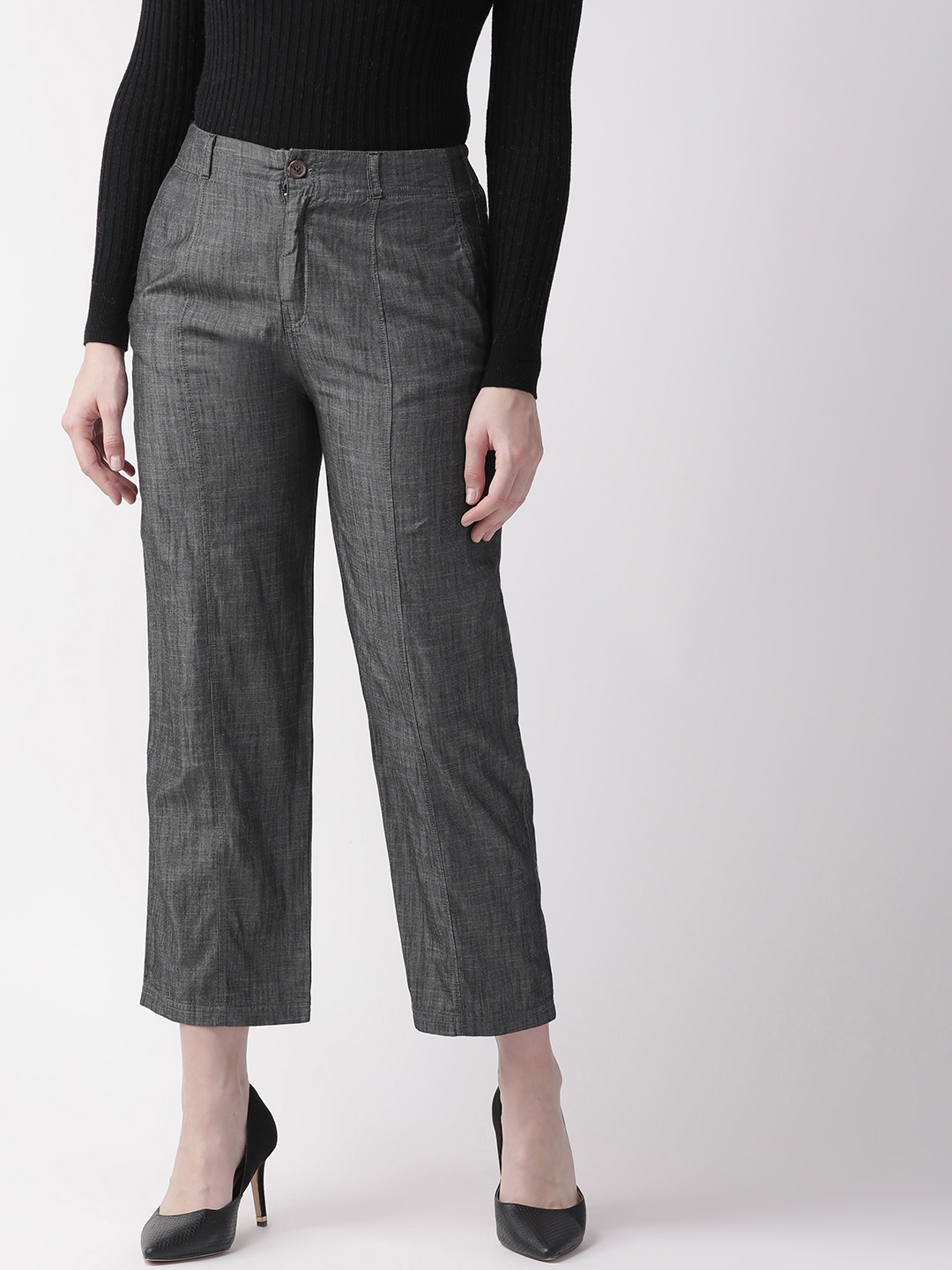 womens denim cropped trousers
