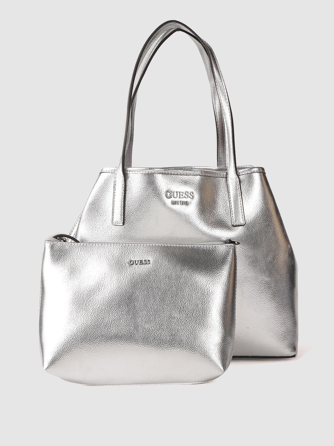 Buy GUESS Silver Toned Shoulder Bag With Pouch Handbags for Women
