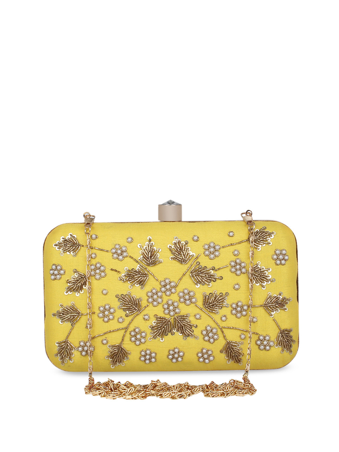Buy Anekaant Yellow Embellished Clutch Clutches for Women 11105082