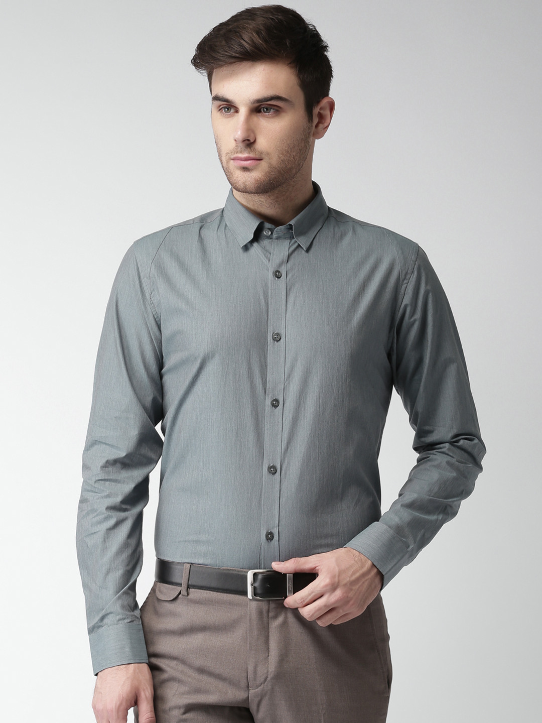 Buy SELECTED Grey Slim Fit Smart Casual Shirt Shirts for Men 1110915