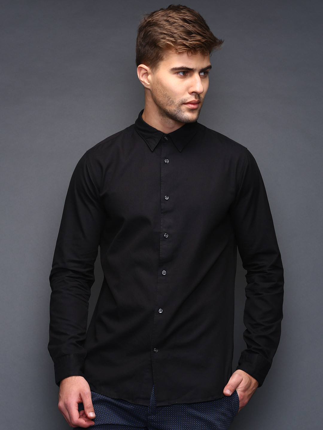 Buy SELECTED Black Slim Fit Smart Casual Shirt Shirts for Men 1110916