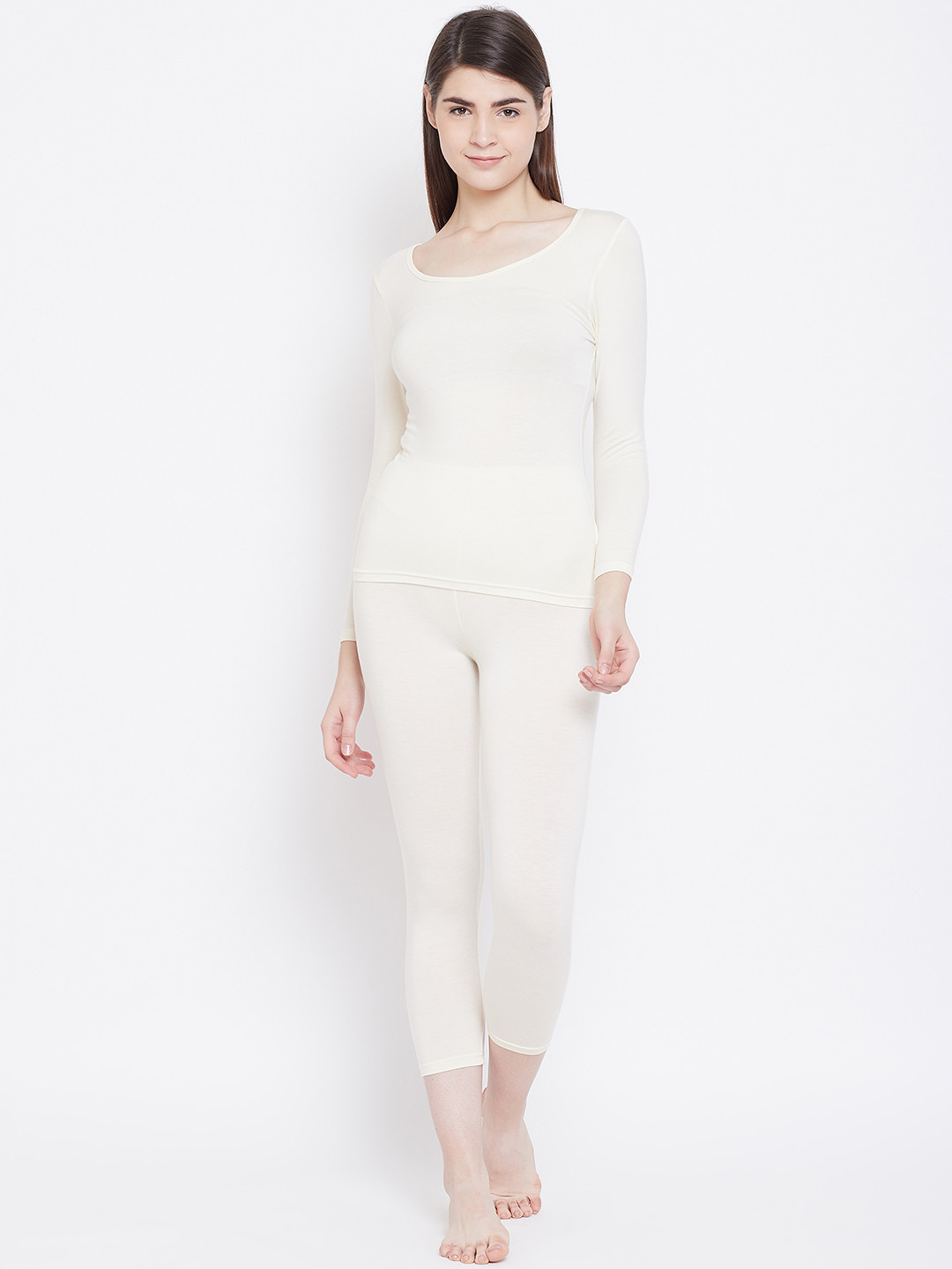 Buy Kanvin Women Off White Solid Thermal Set Thermal Set for Women