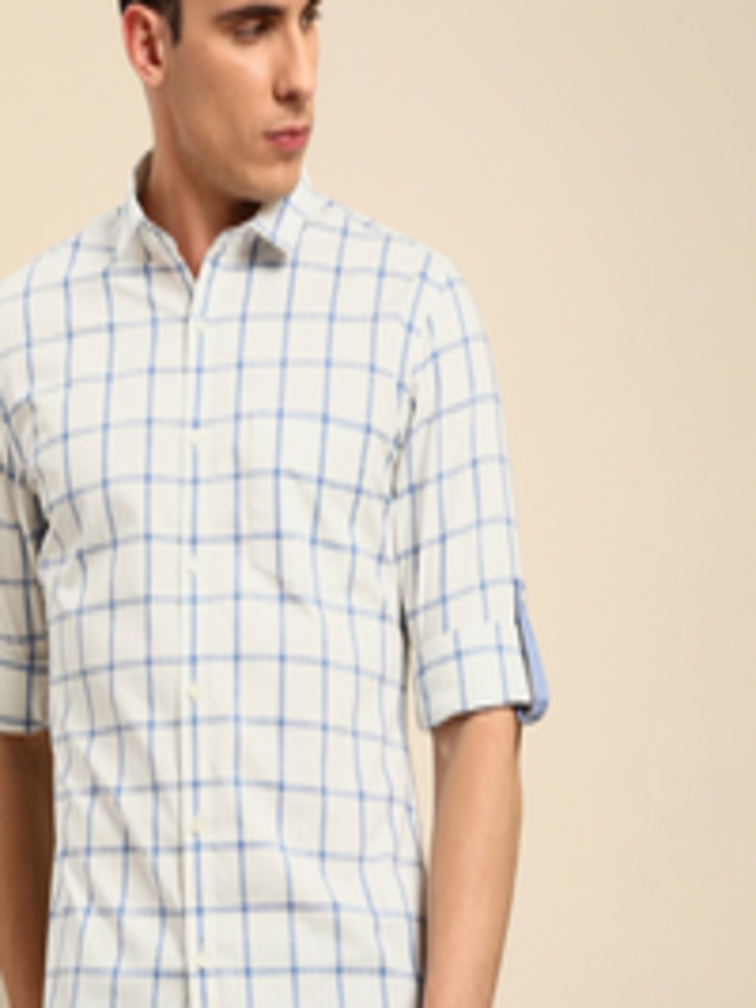 Buy Ether Men White & Blue Regular Fit Checked Casual Shirt - Shirts ...