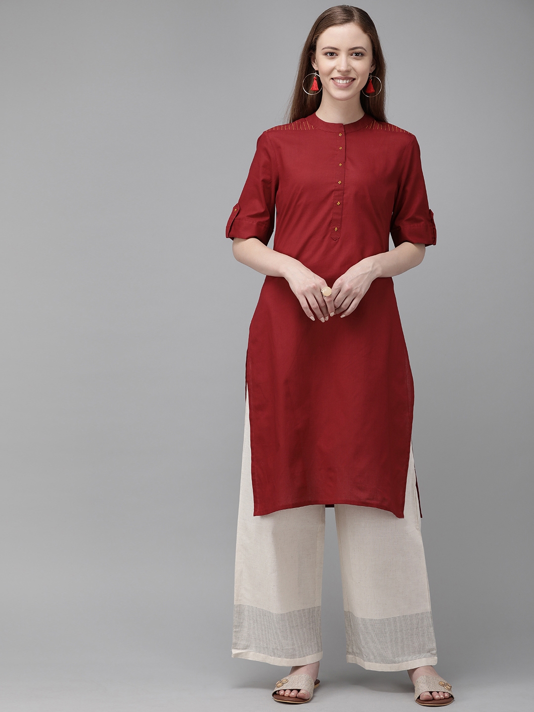 anouk maroon kurta set