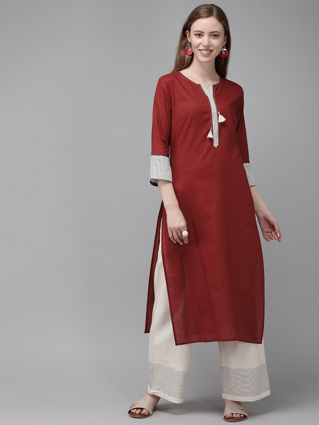 anouk maroon kurta set