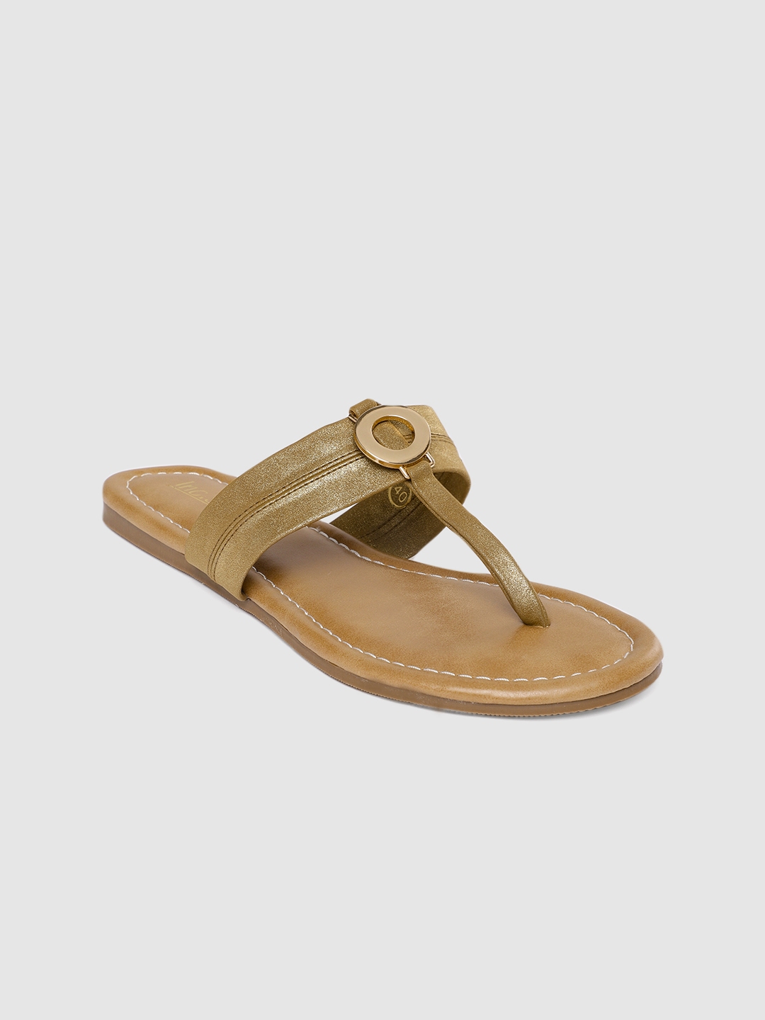 gold t strap flats