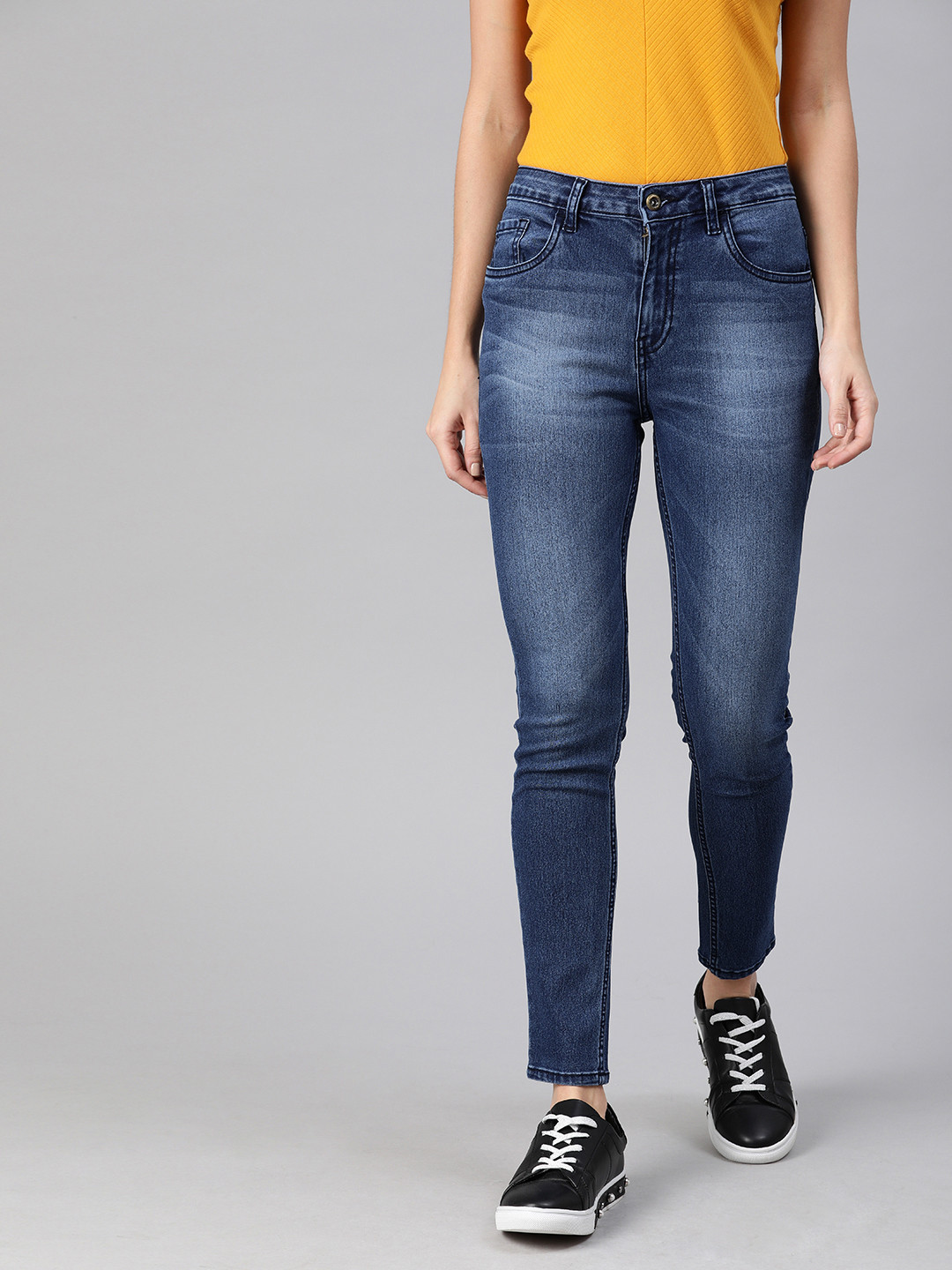 Buy The Roadster Lifestyle Co Women Blue Super Skinny Fit Mid Rise