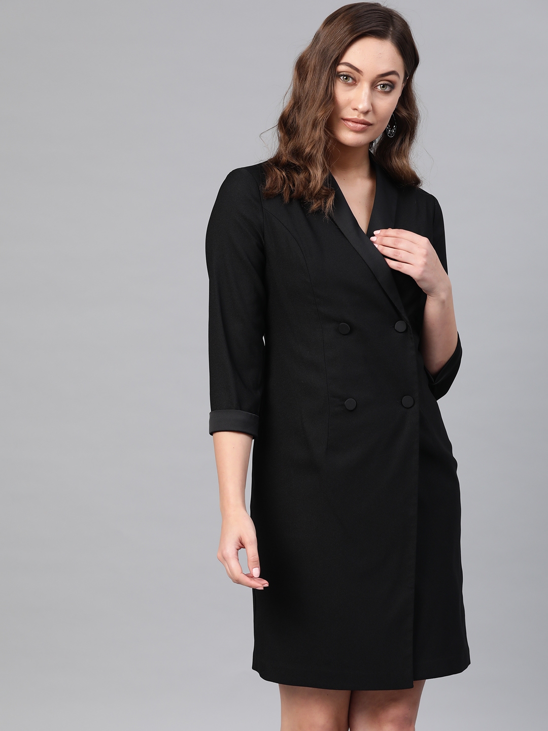 Buy DOROTHY PERKINS Women Black Solid Double Breasted  
