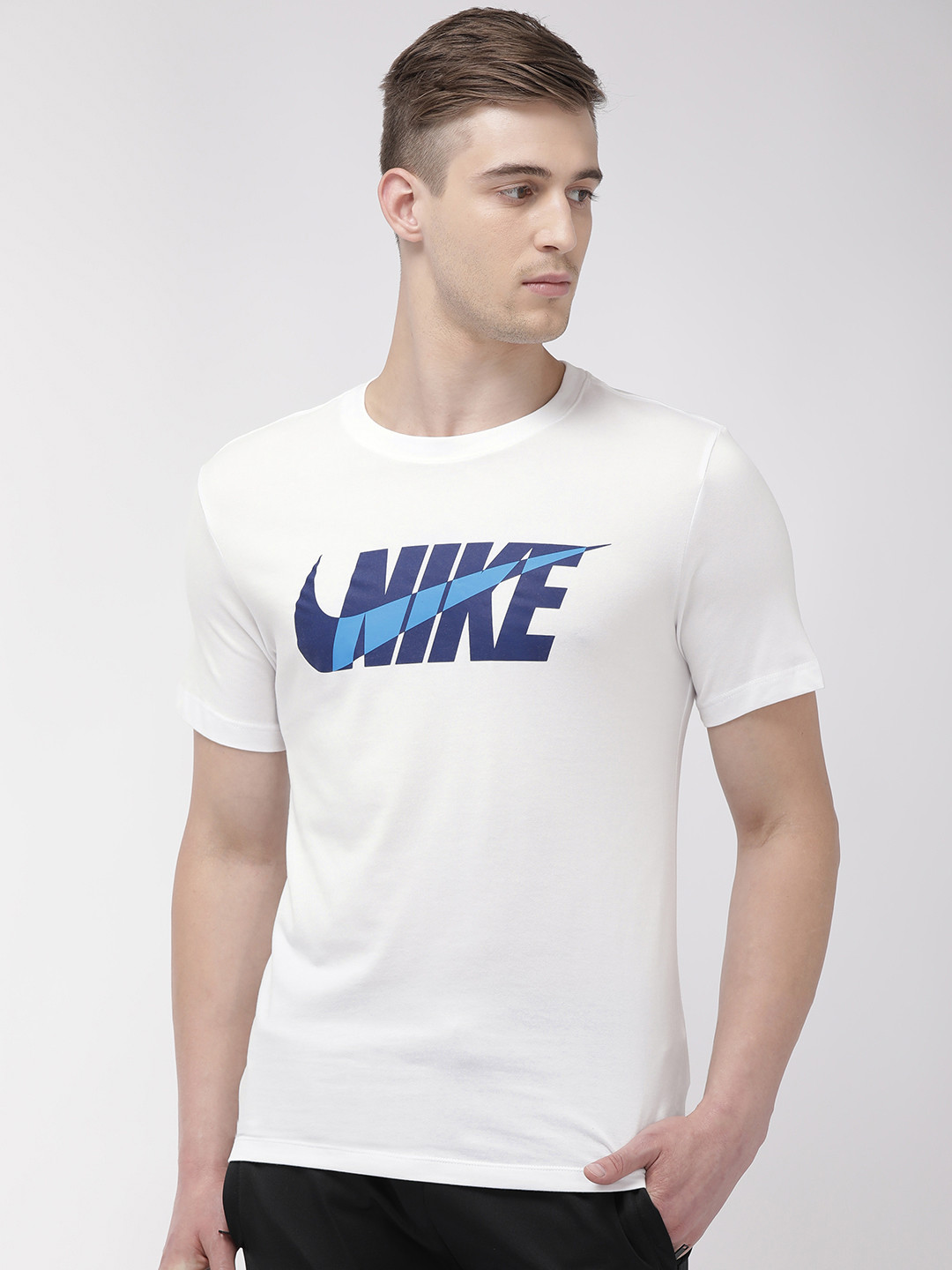 Buy Nike Men White Printed Standard Fit Round Neck AS M DRI Fit DFCT