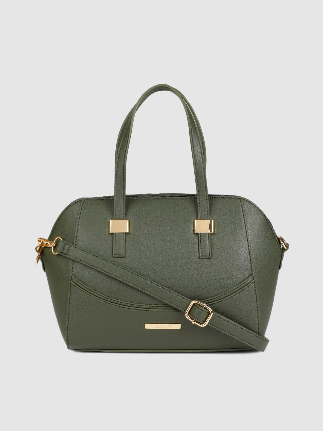 Buy CERIZ Olive Green Solid Shoulder Bag Handbags for Women 11128022