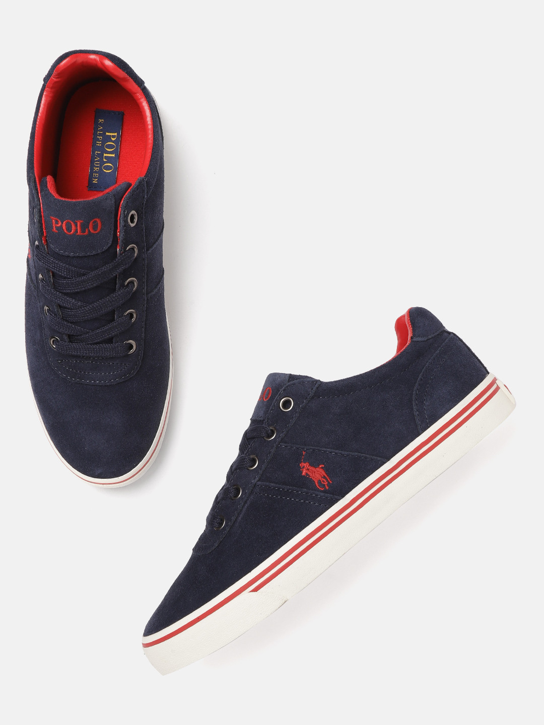 Navy Polka Dot Men's Low Top Shoes