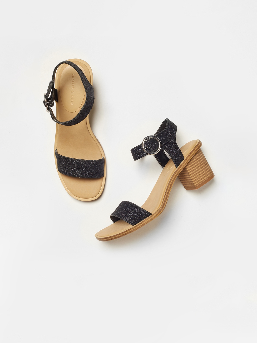 charles and keith black heels