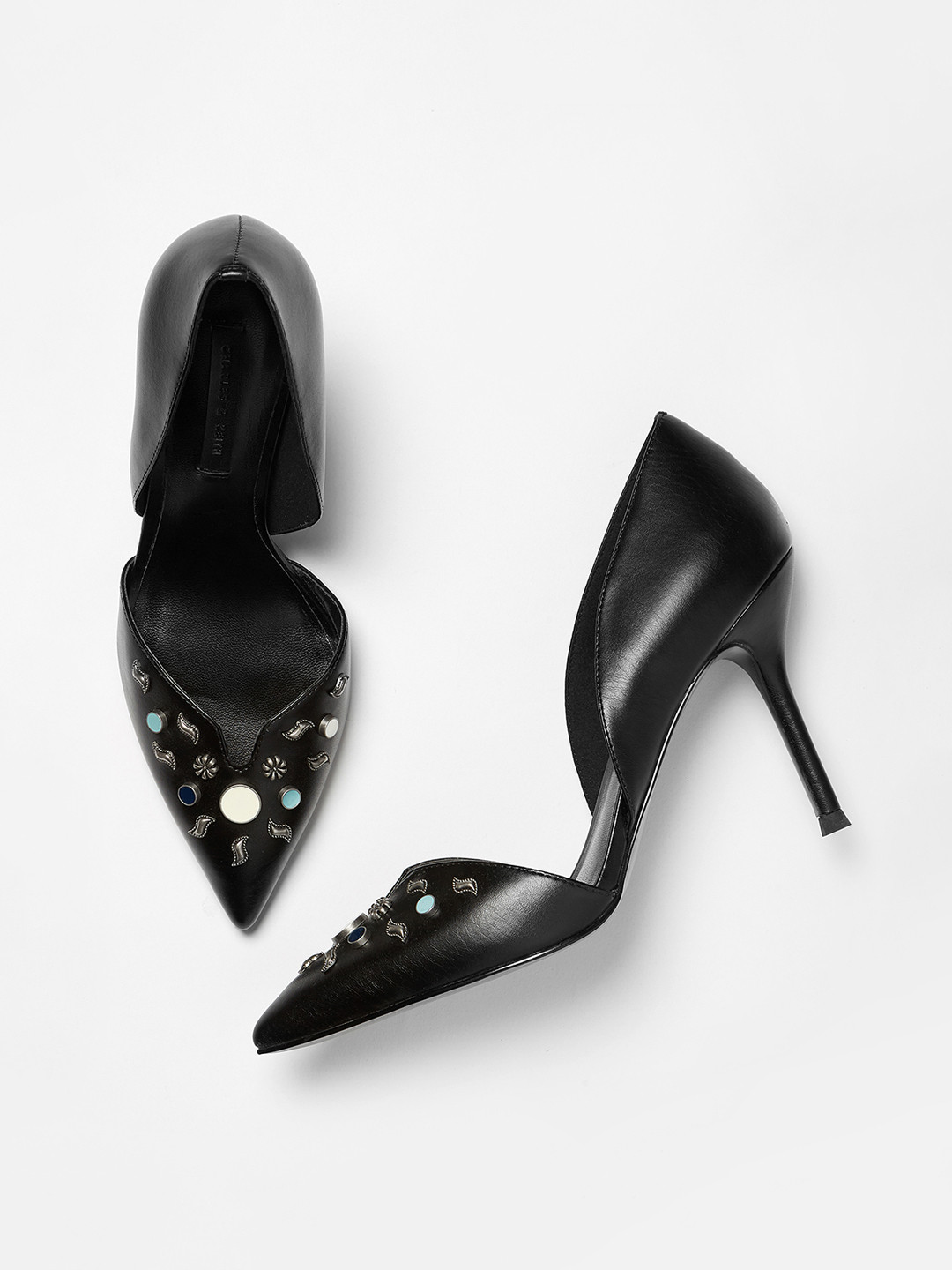Buy CHARLES &amp; KEITH Women Black Embellished Pumps Heels
