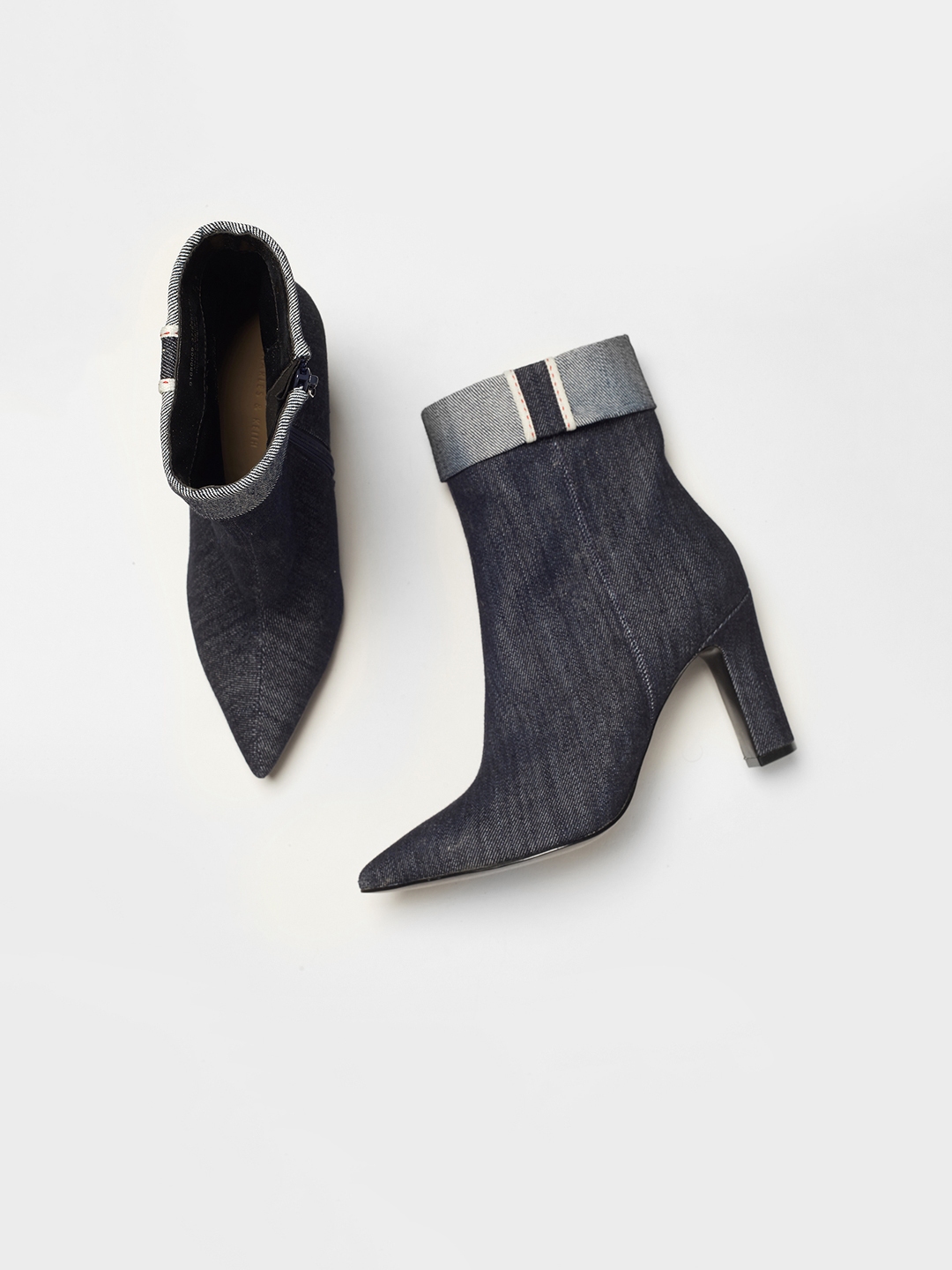 navy blue heel boots