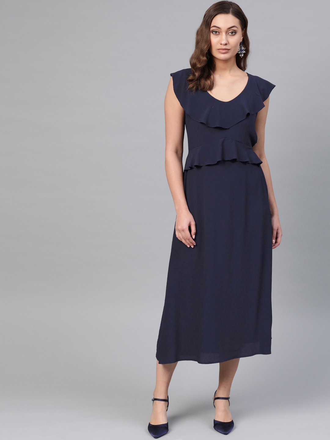 Buy DOROTHY PERKINS Women Navy Blue Solid A Line Dress - Dresses for ...