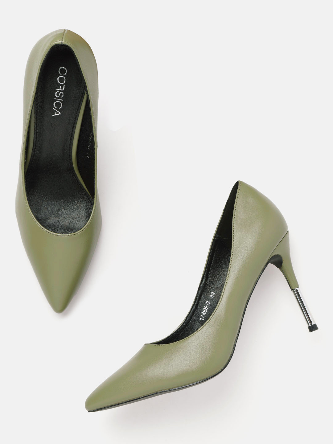Buy CORSICA Women Olive Green Solid Pumps Heels for Women 11138820