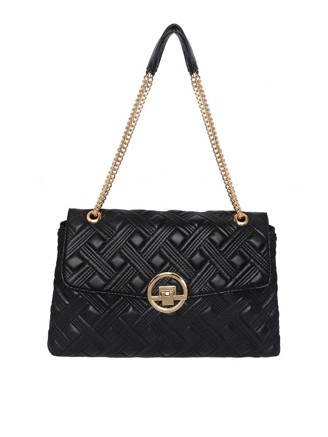 Buy Accessorize London Women's Oversized Black Ayda Quilted Adjustable