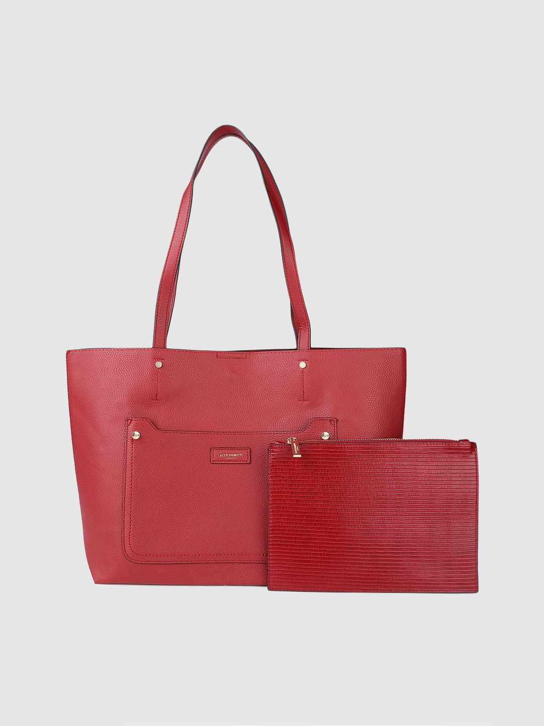 Buy Accessorize Red Solid Tote Bag With Pouch Handbags for Women