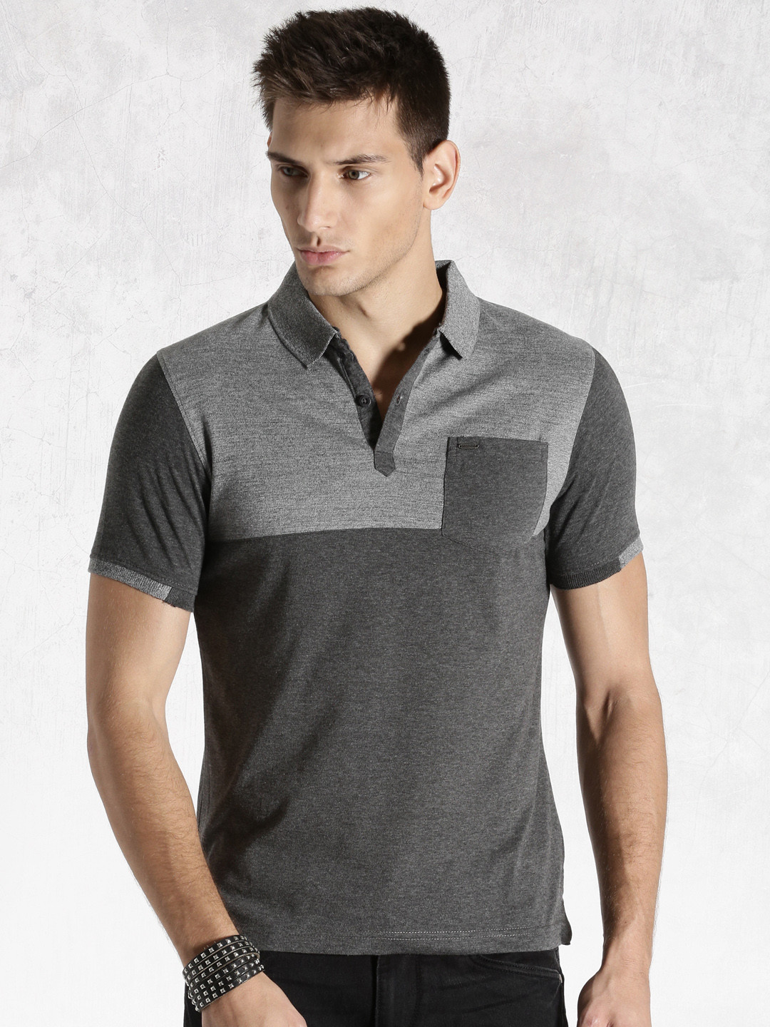 Buy Roadster Charcoal Grey Polo T Shirt Tshirts for Men 1113976 Myntra