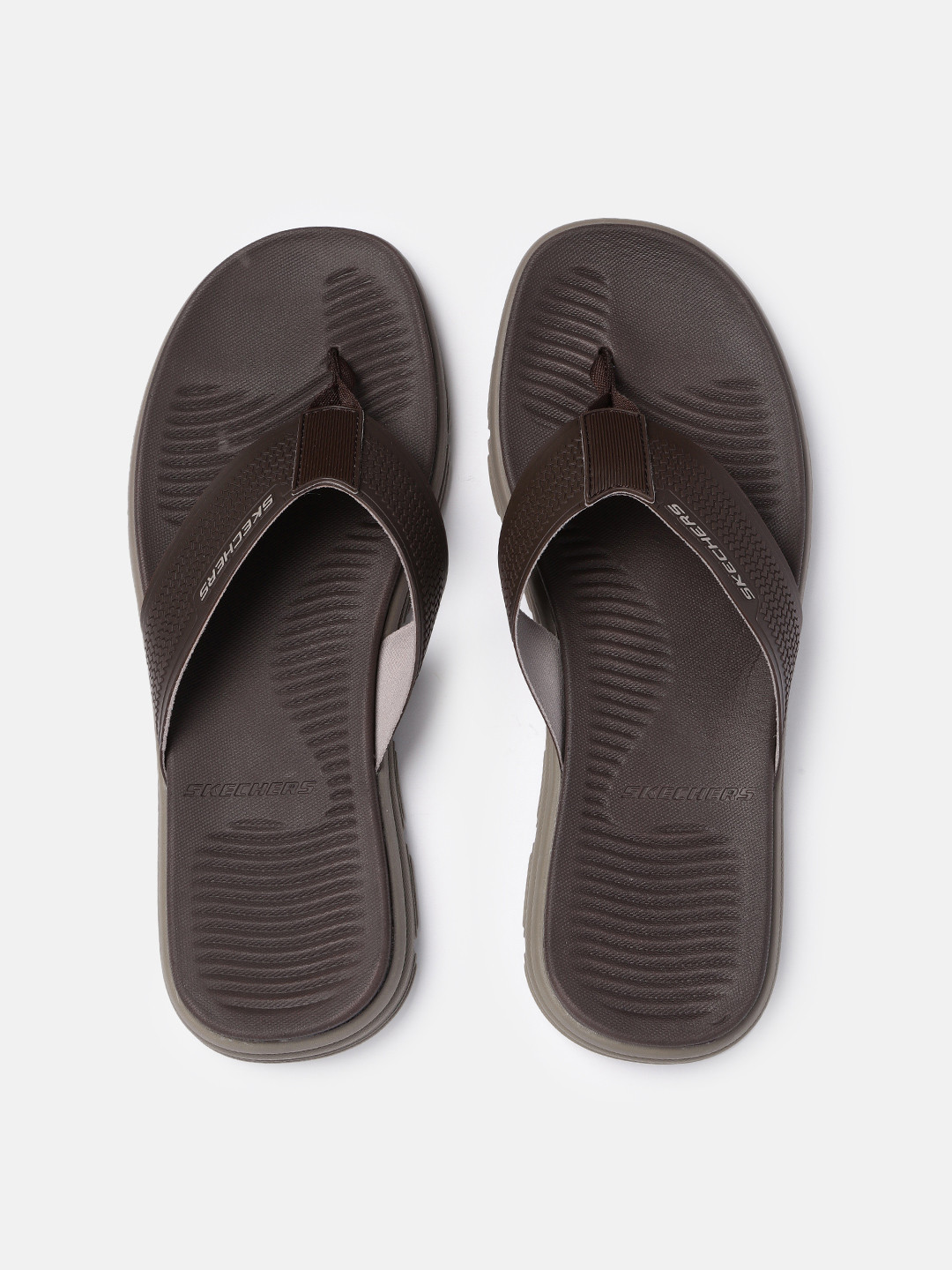 brown skechers flip flops