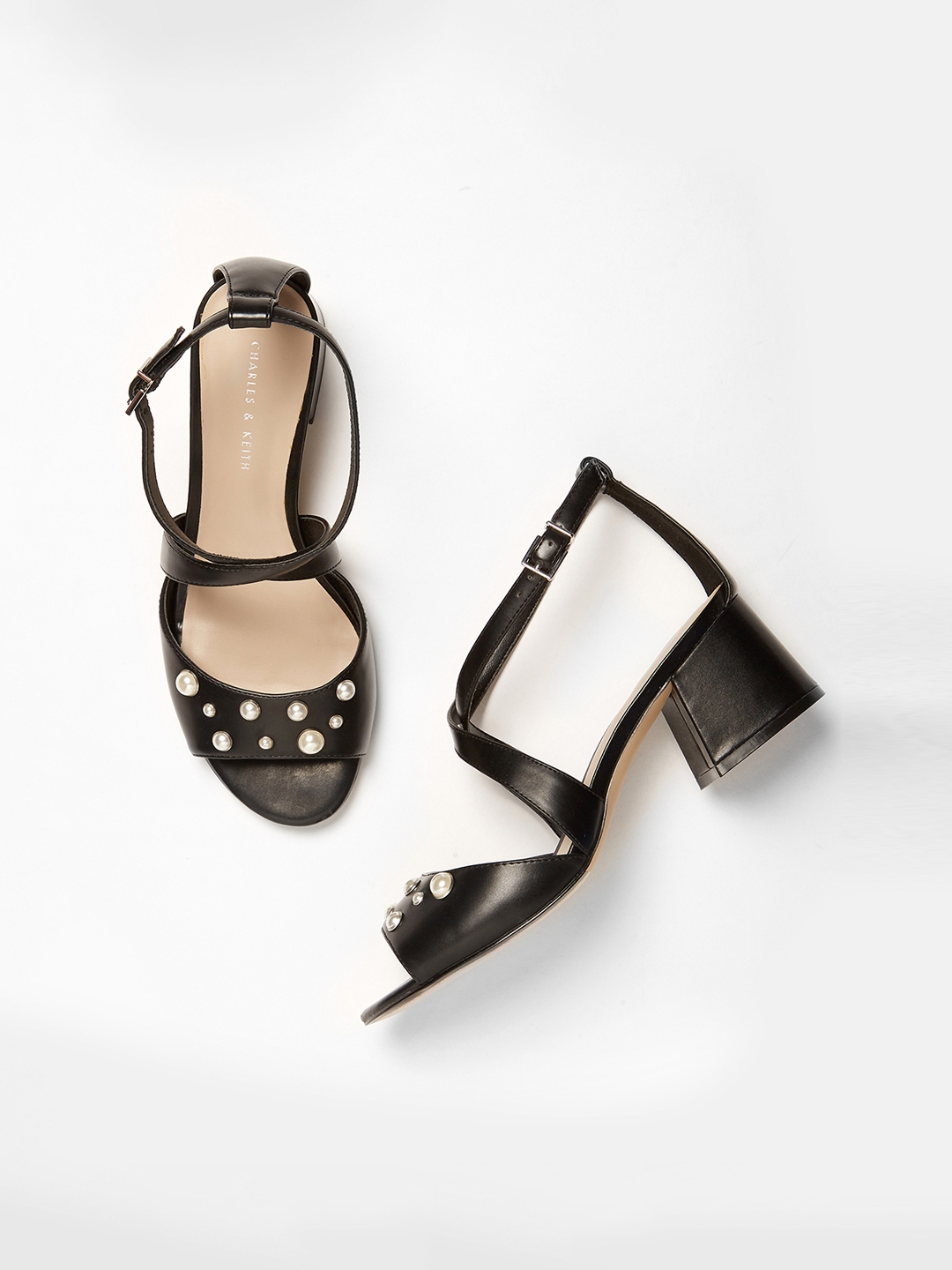 Buy CHARLES & KEITH Women Black Embellished Heels - Heels for Women ...