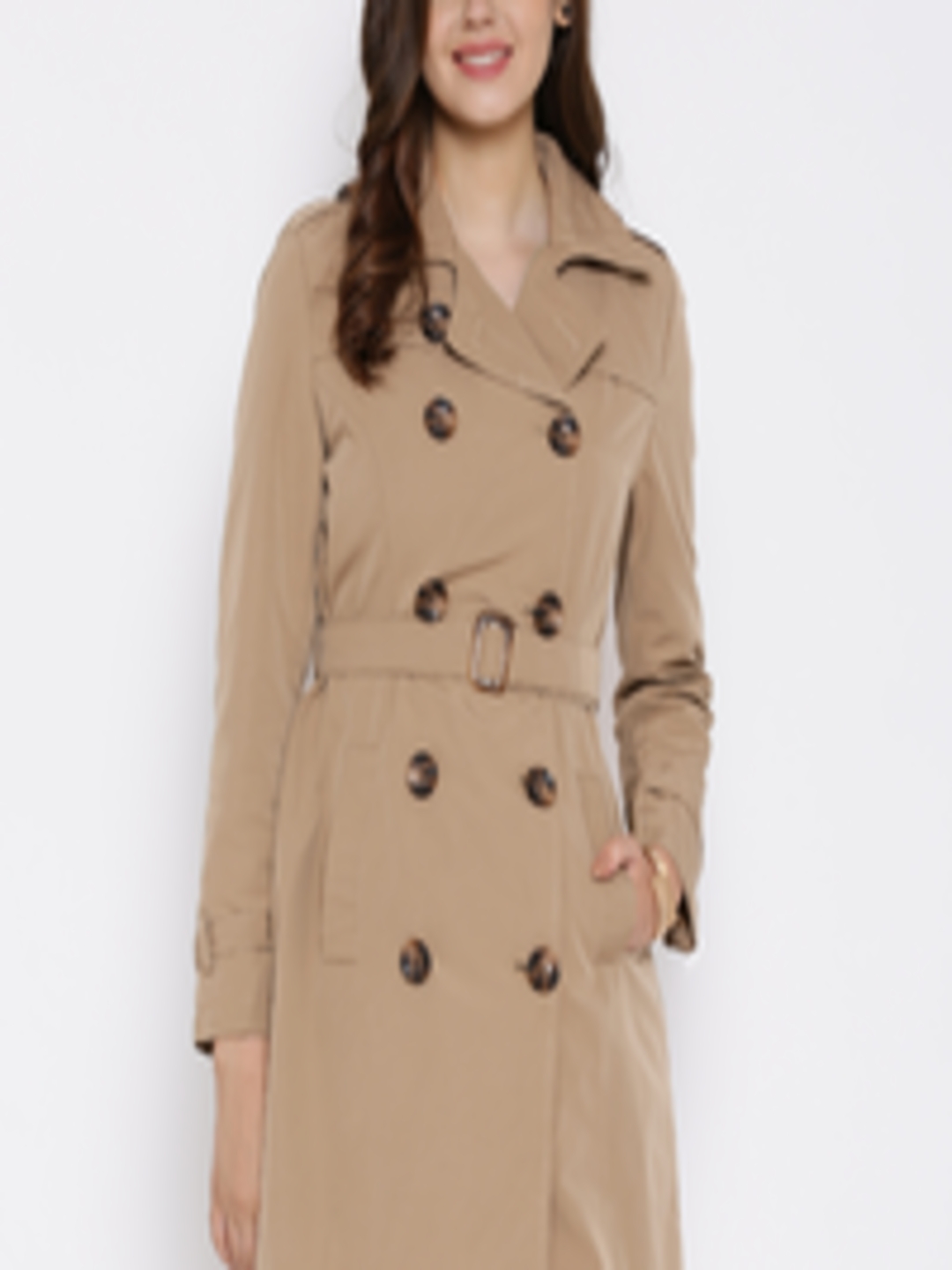 Buy Van Heusen Woman Khaki Trench Coat - Coats for Women 1114768 | Myntra