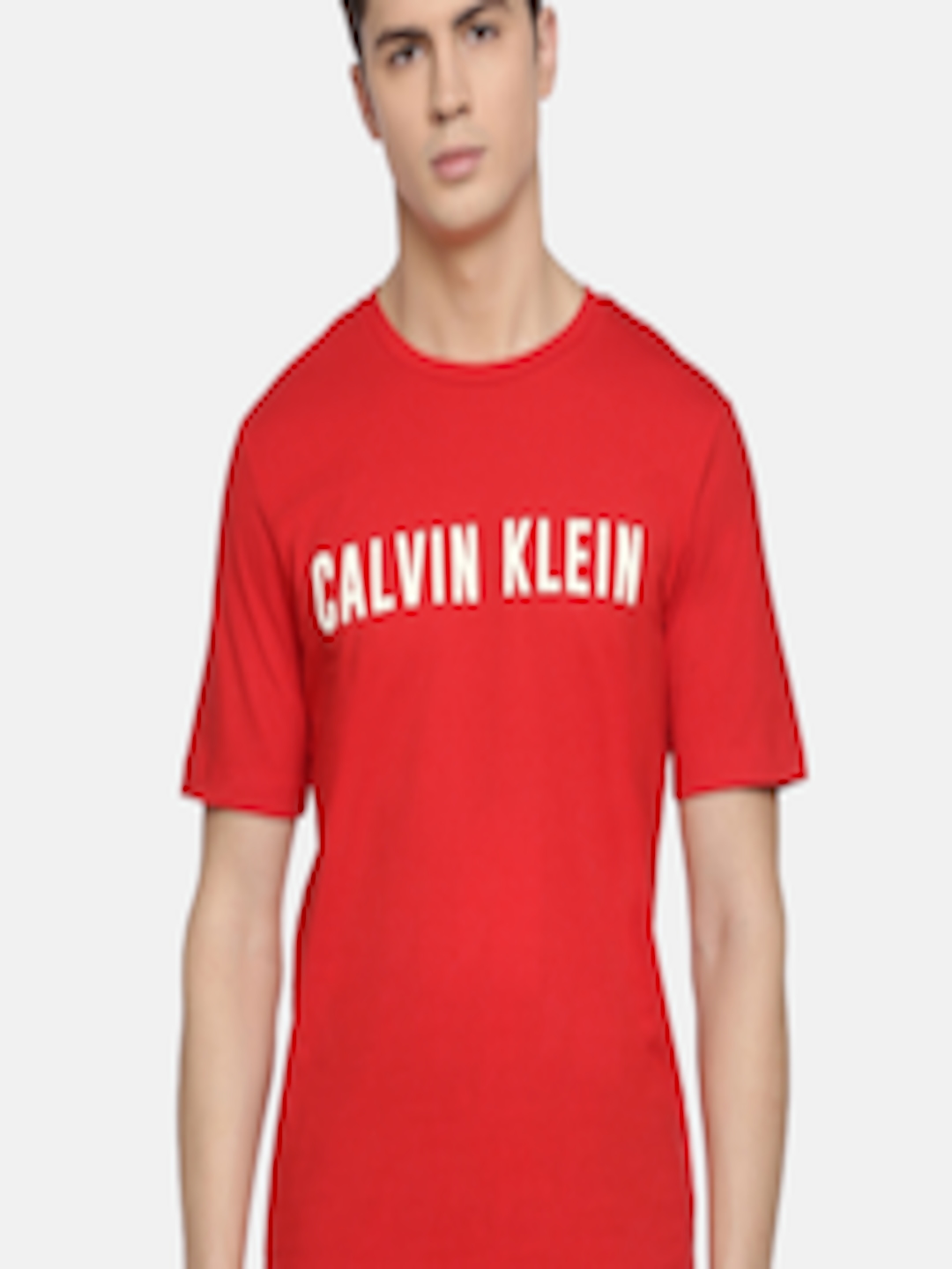 Buy Calvin Klein Jeans Men Red Printed Round Neck Sports T Shirt ...