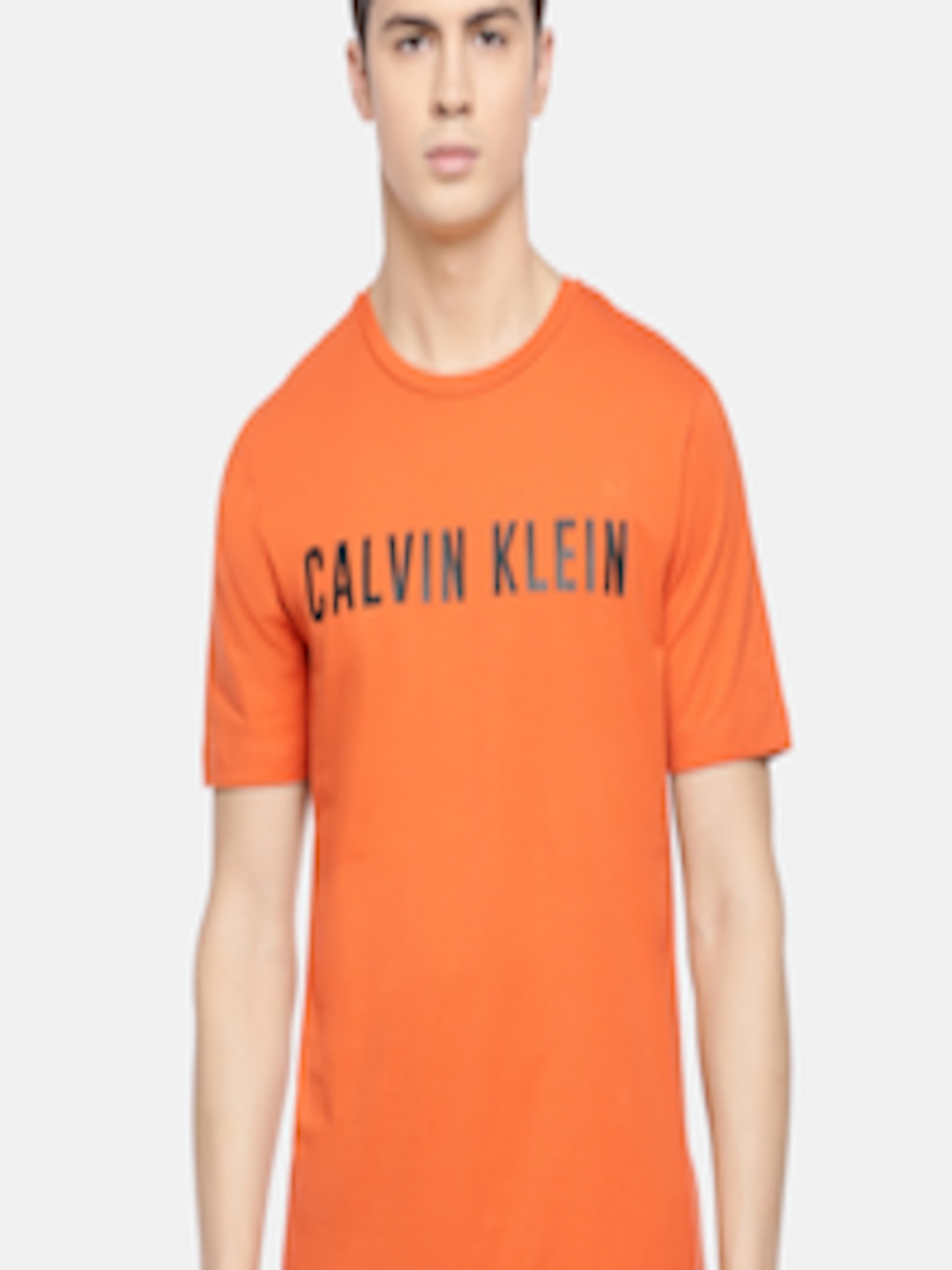 Buy Calvin Klein Jeans Men Orange Printed Round Neck T Shirt - Tshirts ...