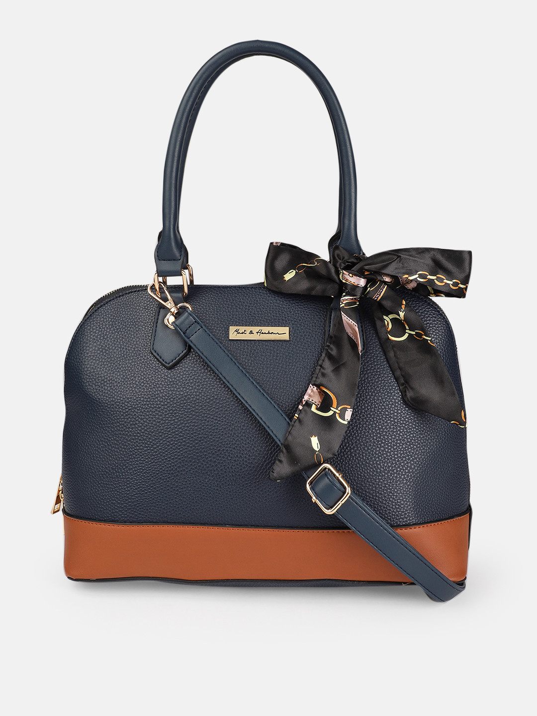 Buy Mast & Harbour Women Navy Blue Solid Handheld Bag Handbags for