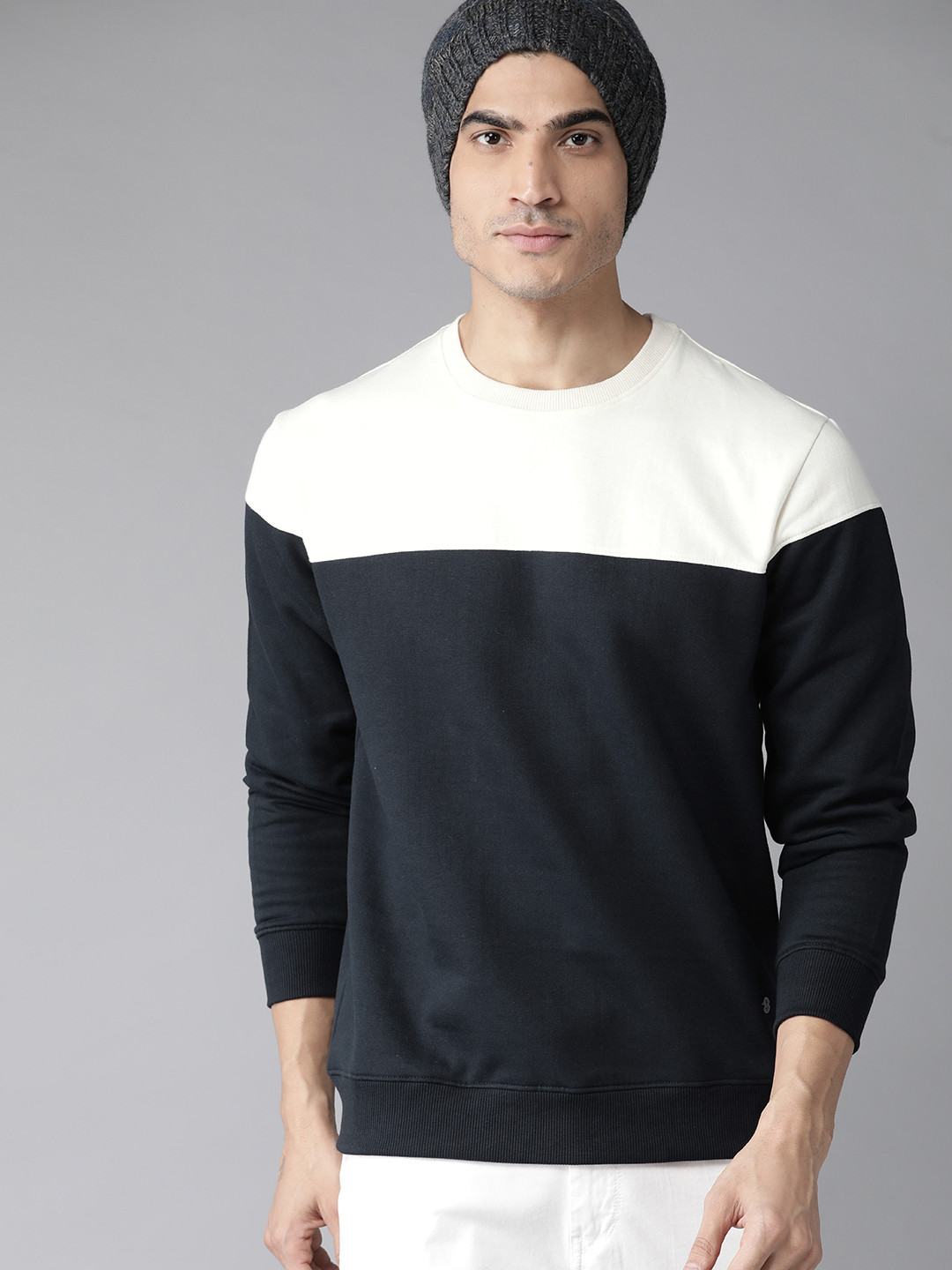 Buy The Roadster Lifestyle Co Men Navy Blue & White Colourblocked