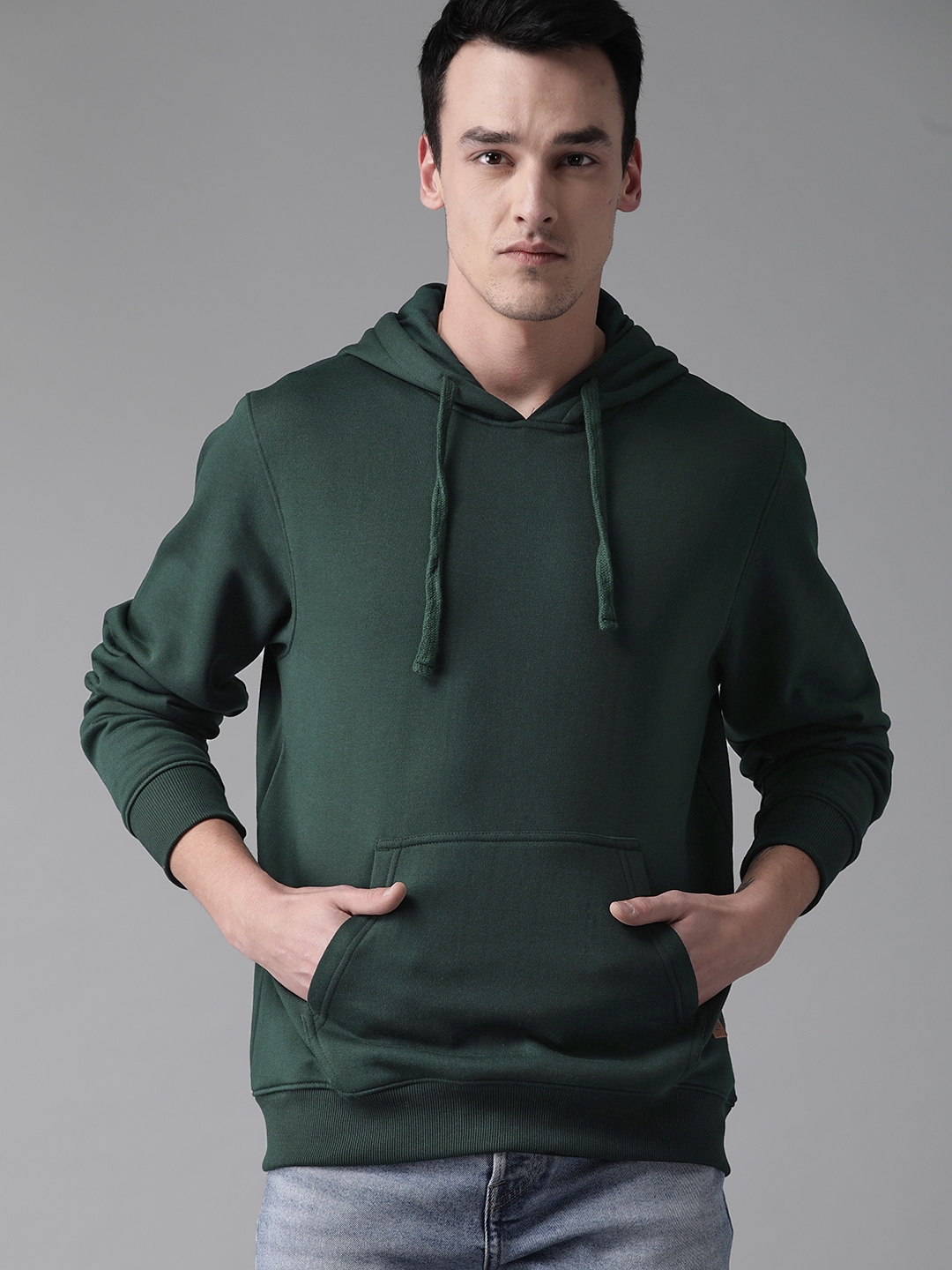 Buy The Roadster Lifestyle Co Men Green Solid Hooded Sweatshirt ...