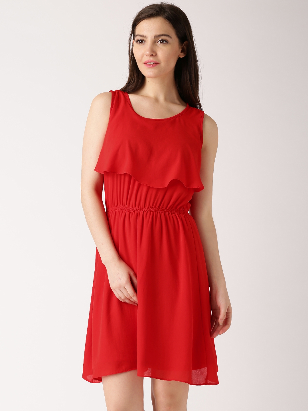 Buy DressBerry Red Polyester Fit & Flare Dress - Dresses for Women ...