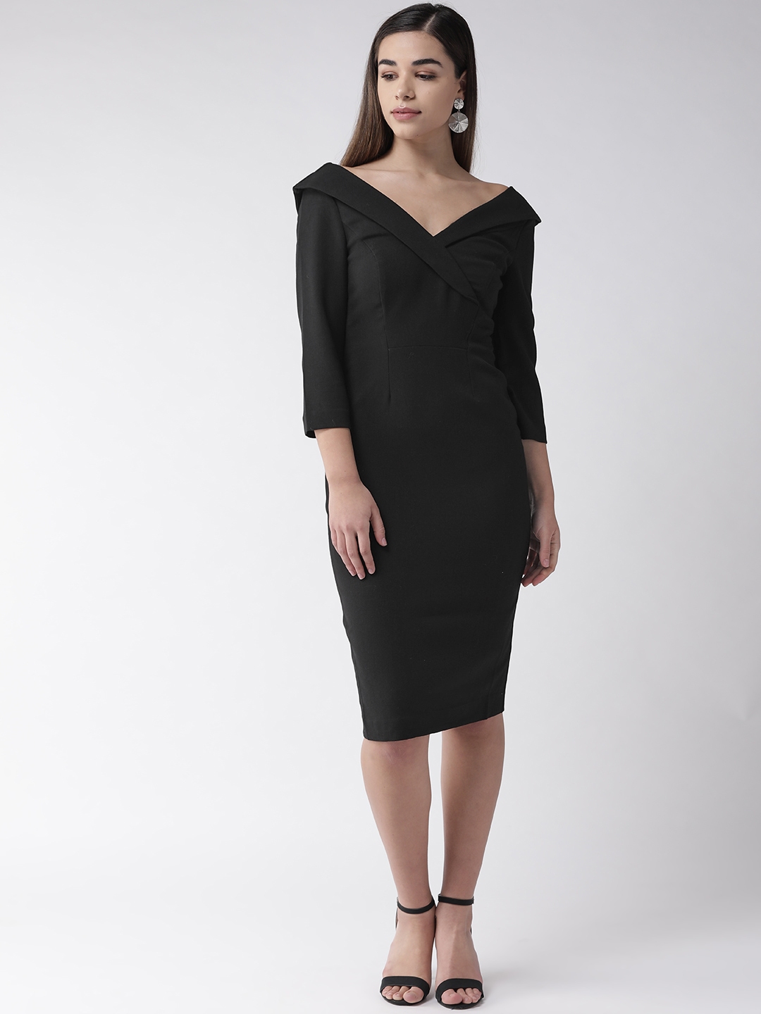 Buy Marks & Spencer Women Black Solid Sheath Dress - Dresses for Women ...