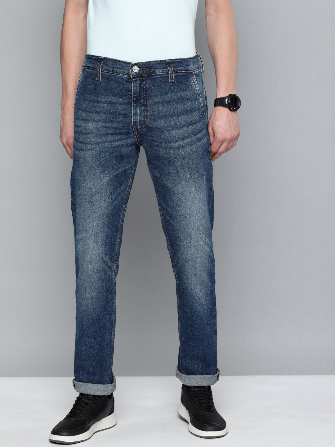 Buy Levis Men Blue 513 Slim Straight Fit Mid Rise Clean Look ...
