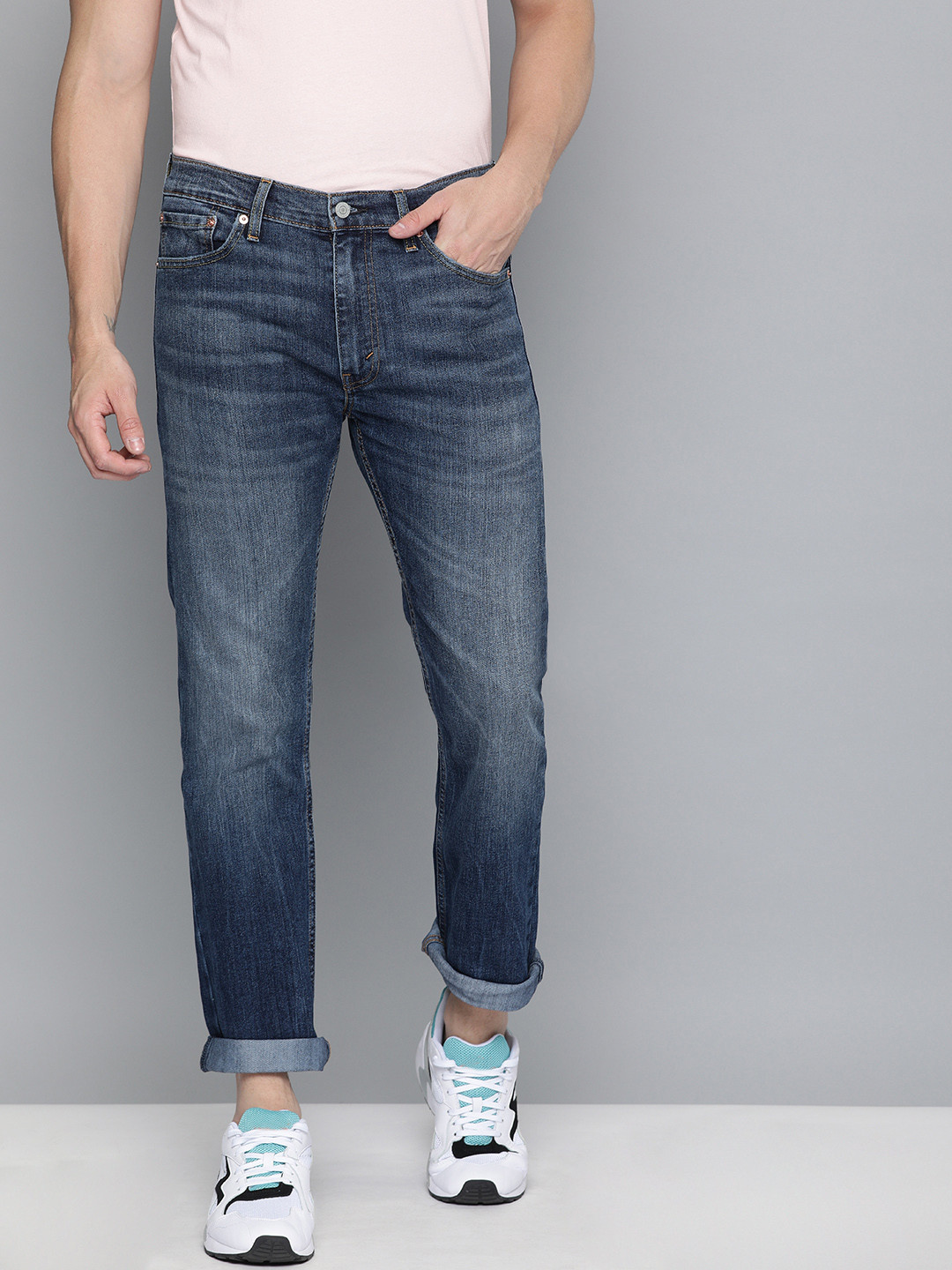 Buy Levis Men Blue 513 Slim Straight Fit Mid Rise Clean Look Jeans ...