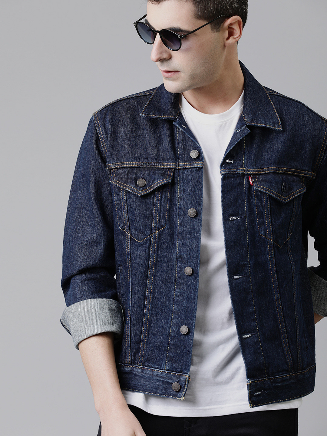 Buy Levis Men Blue Solid Denim Jacket Jackets for Men 11166086 Myntra