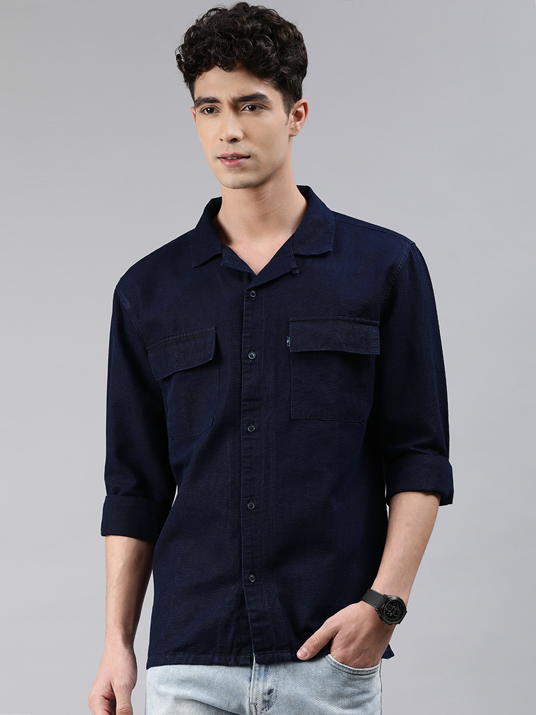 Buy Levis Men Navy Blue LMC STANDARD WASHED Casual Shirt Shirts for